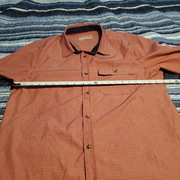 Avalanche Sz L Men's Performance Button Short Sleeve Woven Shirt Red Stripe - Picture 8 of 9